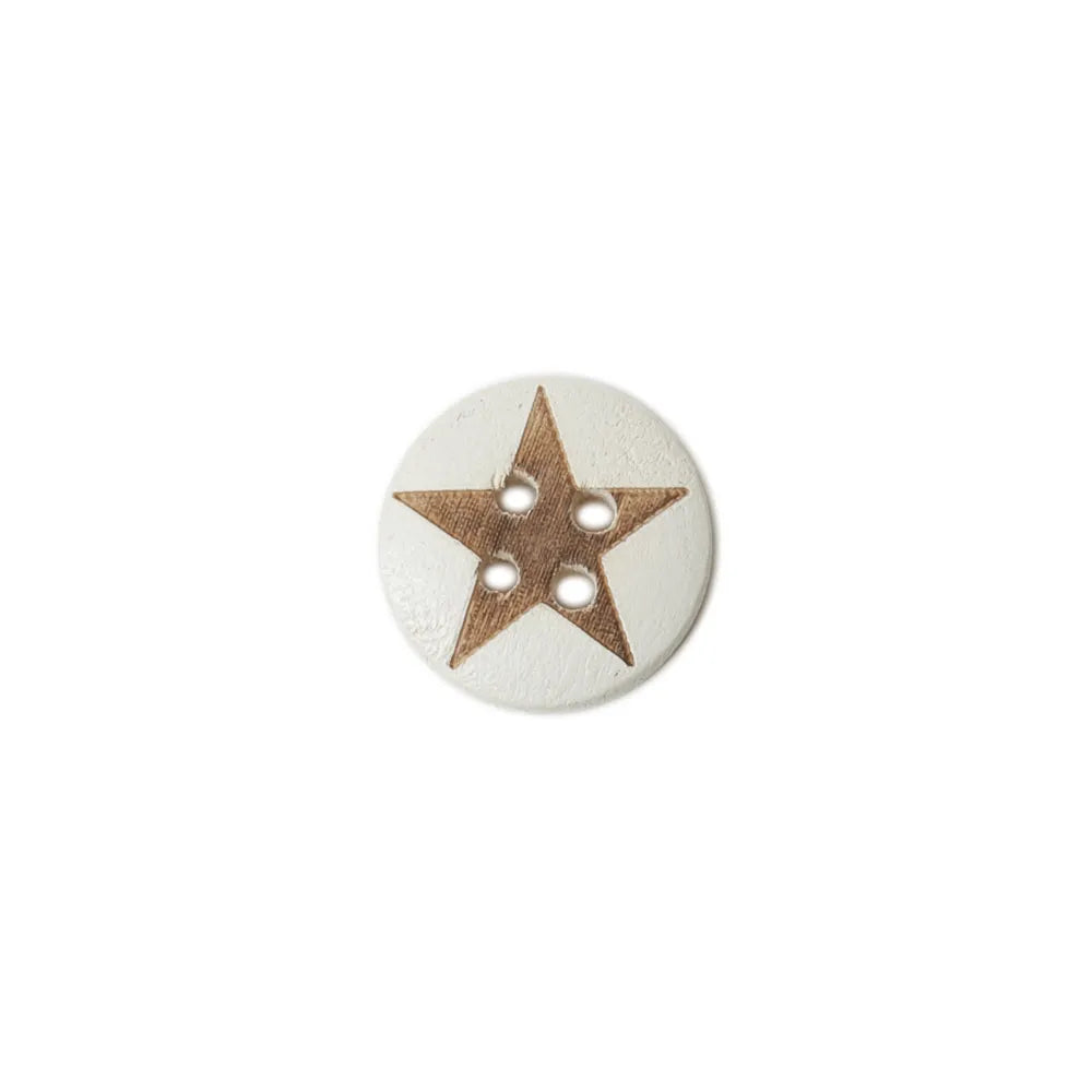 Treknapp.12,5 mm. Hvit med stjerne.